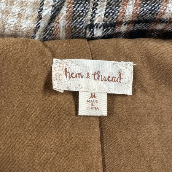 Hem & Thread Tan Plaid-Lined Vest - Picture 5 of 6